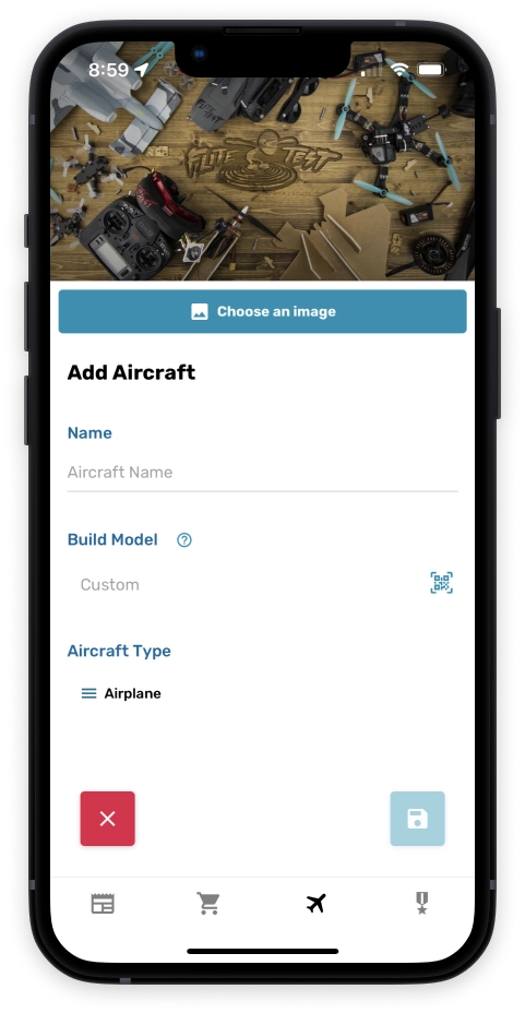 Picture of the Flite Test App on a phone.